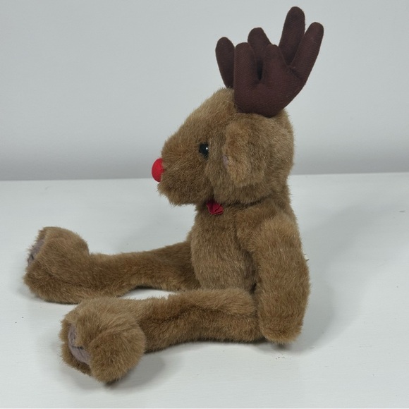VTG Wang's International Reindeer Long Legs Plush 15" Decor Christmas Red Nose - Picture 3 of 12